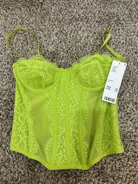 Urban Outfitters Out from Under Modern Love Corset in Lime Green NWT